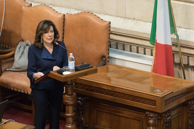 Il Presidente del Senato della Repubblica, Maria Elisabetta Alberti Casellati, interviene al convegno nell'Aula 