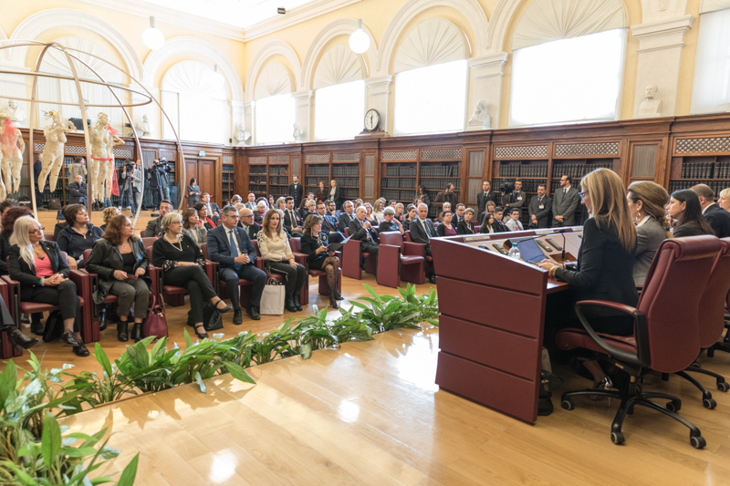Il Presidente del Senato della Repubblica, Maria Elisabetta Alberti Casellati, durante il convegno nella Sala Koch di Palazzo Madama.