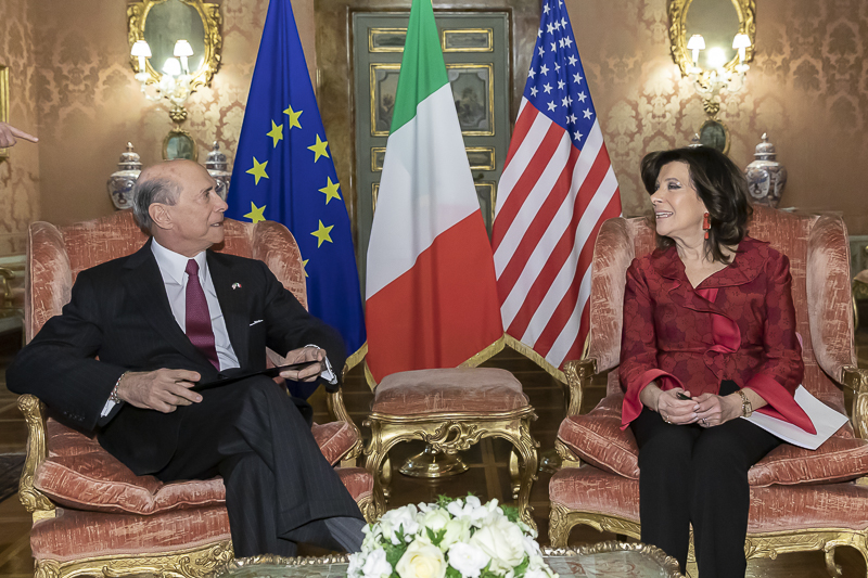 Il Presidente del Senato, Maria Elisabetta Alberti Casellati, incontra l'Ambasciatore degli Stati Uniti d'America in Italia, Lewis Michael Eisenberg.