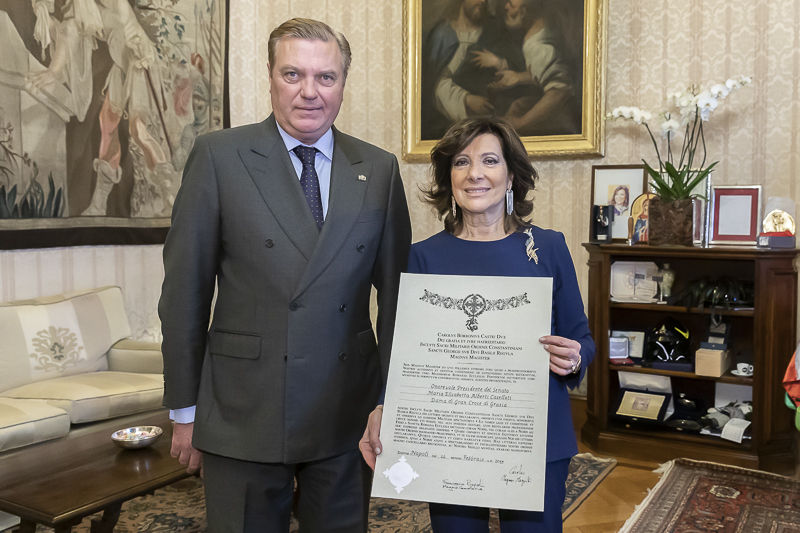 Il Presidente del Senato, Maria Elisabetta Alberti Casellati, riceve l'onorificenza di Dama di Gran Croce dell'Ordine Costantiniano.