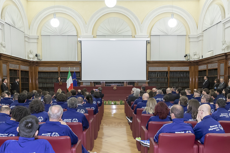 La Sala Koch di Palazzo Madama durante l'intervento del Presidente del Senato, Maria Elisabetta Alberti Casellati.