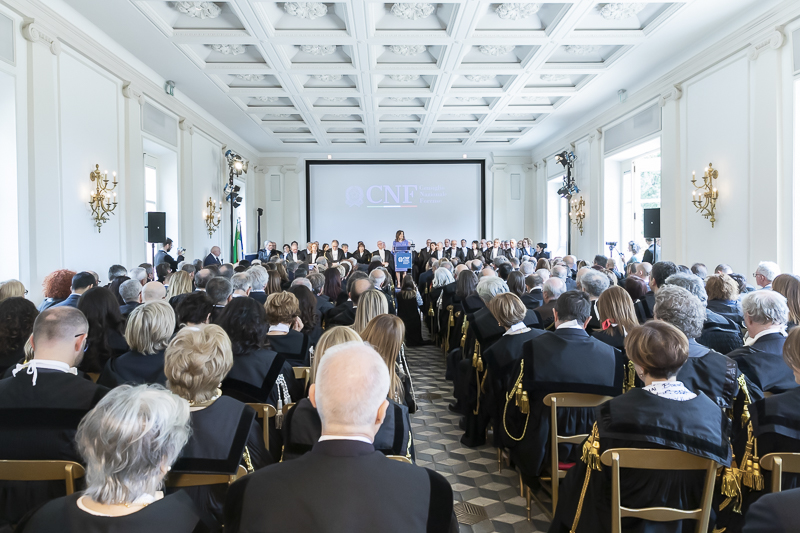 La Sala Aurelia durante l'indirizzo di saluto del Presidente del Senato, Maria Elisabetta Alberti Casellati, in occasione dell'inaugurazione dell'Anno Giudiziario 2019 del Consiglio Nazionale Forense.
