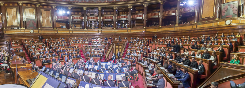 L'Aula legislativa di Palazzo Madama durante l'intervento del Presidente del Senato, Maria Elisabetta Alberti Casellati. L'Aula legislativa di Palazzo Madama durante l'intervento del Presidente del Senato, Maria Elisabetta Alberti Casellati.
