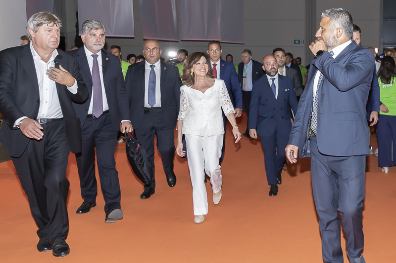 Il Presidente del Senato, Maria Elisabetta Alberti Casellati, fa ingresso nell'Auditorium Intesa San Paolo della Fiera di Rimini.