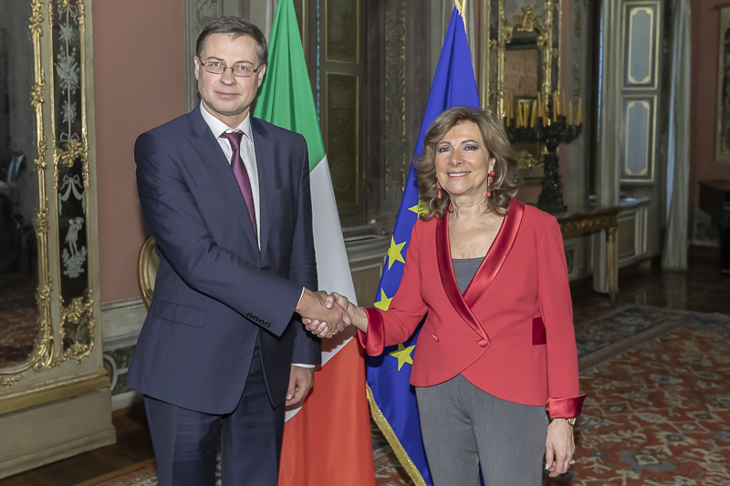 Il Presidente del Senato, Maria Elisabetta Alberti Casellati, riceve il Vice Presidente della Commissione europea, Valdis Dombrovskis.