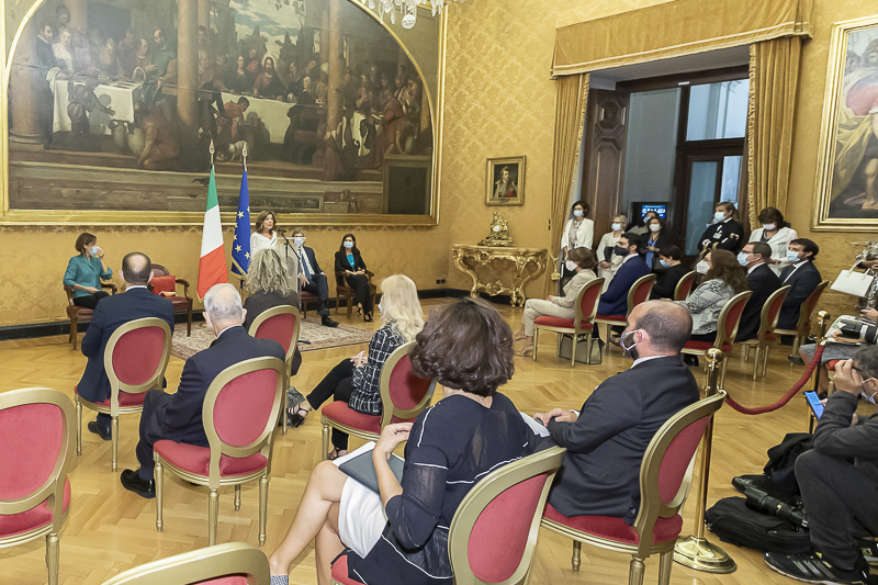 La Sala Aldo Moro di Palazzo Montecitorio durante l'intervento del Presidente del Senato, Maria Elisabetta Alberti Casellati.