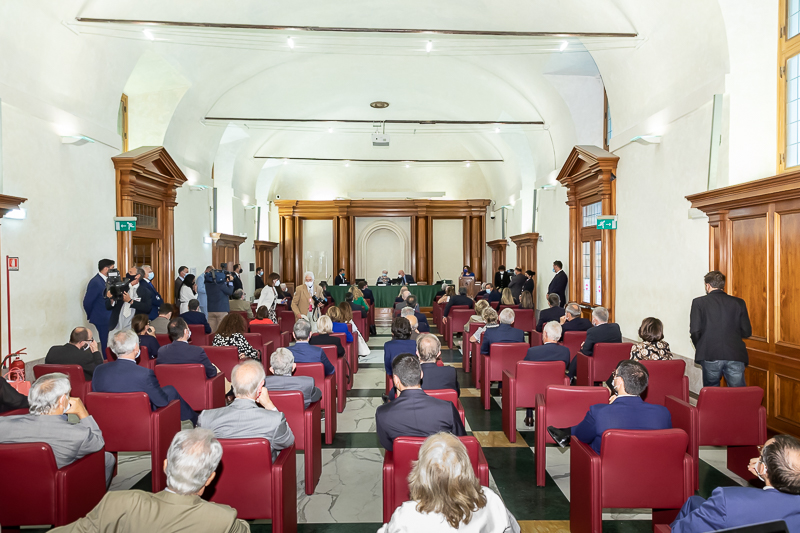 La Sala Capitolare del palazzo della Minerva durante l'indirizzo di saluto del Presidente del Senato, Maria Elisabetta Alberti Casellati.