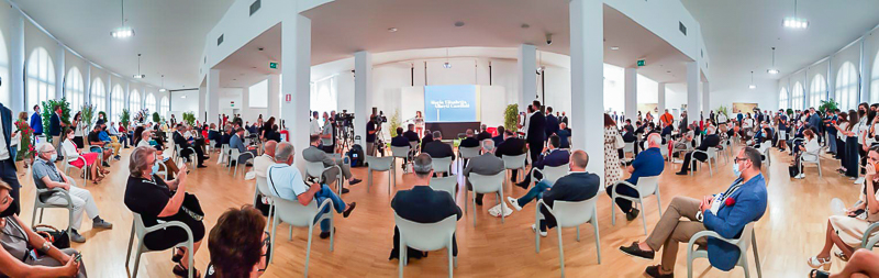 La Sala D'Annunzio dell'Ex Aurum in occasione dell'indirizzo di saluto del Presidente del Senato, Maria Elisabetta Alberti Casellati.