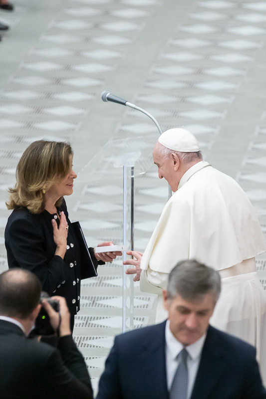 Un momento dell'udienza del Santo Padre in aula Paolo VI.