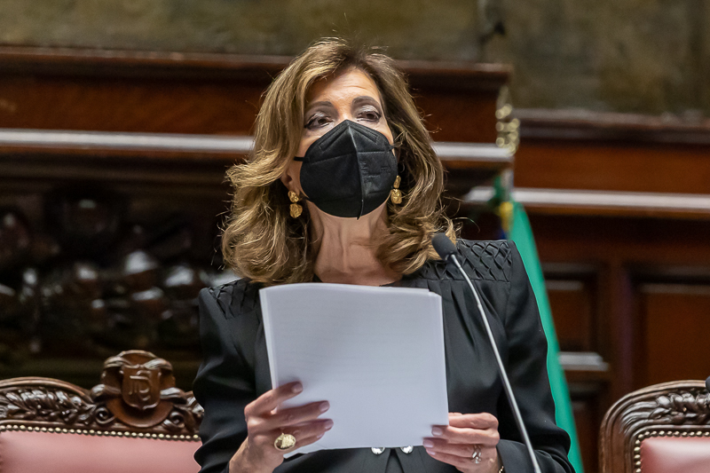 Intervento del Presidente del Senato, Maria Elisabetta Alberti Casellati, nell'Aula legislativa di Palazzo Montecitorio in occasione della sessione conclusiva della Conferenza parlamentare Pre-COP26.