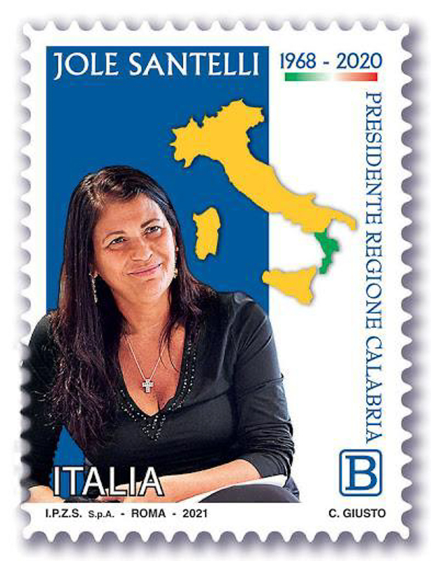 Il francobollo commemorativo dedicato a Jole Santelli. Il francobollo commemorativo dedicato a Jole Santelli.