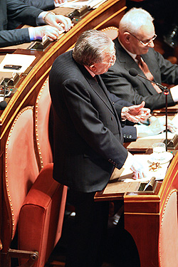Il senatore Andreotti in Aula durante il suo intervento