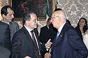 Il Presidente del Consiglio Romano Prodi con il Presidente della Repubblica Giorgio Napolitano prima del convegno